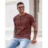 imageCOOFANDY Men Casual Shirt Short Sleeve Summer Basic T Shirt Pocket Soild Tee TopRed