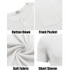 imageCOOFANDY Men Casual Shirt Short Sleeve Summer Basic T Shirt Pocket Soild Tee TopWhite