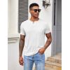 imageCOOFANDY Men Casual Shirt Short Sleeve Summer Basic T Shirt Pocket Soild Tee TopWhite