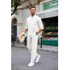 imageCOOFANDY Mens 2 Piece Cotton Sets Casual Long Sleeve Cuban Henley Shirt and Loose Pants Set Beach Vacation OutfitsAll White