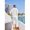 imageCOOFANDY Mens 2 Piece Cotton Sets Casual Long Sleeve Cuban Henley Shirt and Loose Pants Set Beach Vacation OutfitsAll White