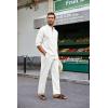 imageCOOFANDY Mens 2 Piece Cotton Sets Casual Long Sleeve Cuban Henley Shirt and Loose Pants Set Beach Vacation OutfitsAll White