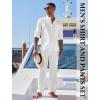 imageCOOFANDY Mens 2 Piece Cotton Sets Casual Long Sleeve Cuban Henley Shirt and Loose Pants Set Beach Vacation OutfitsAll White