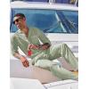 imageCOOFANDY Mens 2 Piece Cotton Sets Casual Long Sleeve Cuban Henley Shirt and Loose Pants Set Beach Vacation OutfitsLight Green