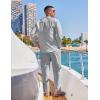 imageCOOFANDY Mens 2 Piece Cotton Sets Casual Long Sleeve Cuban Henley Shirt and Loose Pants Set Beach Vacation OutfitsLight Grey