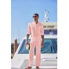 imageCOOFANDY Mens 2 Piece Cotton Sets Casual Long Sleeve Cuban Henley Shirt and Loose Pants Set Beach Vacation OutfitsPink