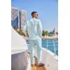 imageCOOFANDY Mens 2 Piece Cotton Sets Casual Long Sleeve Cuban Henley Shirt and Loose Pants Set Beach Vacation OutfitsSky Blue
