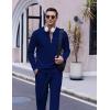 imageCOOFANDY Mens 2 Piece Tracksuit Set Polo Athletic Sweatsuit Quarter Zip Jogging Long Sleeve Casual Sports OutfitsBlue