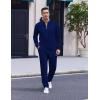 imageCOOFANDY Mens 2 Piece Tracksuit Set Polo Athletic Sweatsuit Quarter Zip Jogging Long Sleeve Casual Sports OutfitsBlue