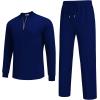 imageCOOFANDY Mens 2 Piece Tracksuit Set Polo Athletic Sweatsuit Quarter Zip Jogging Long Sleeve Casual Sports OutfitsBlue
