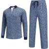 imageCOOFANDY Mens 2 Piece Tracksuit Set Polo Athletic Sweatsuit Quarter Zip Jogging Long Sleeve Casual Sports OutfitsNavy Blue Jacquard