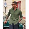 imageCOOFANDY Mens Casual Button Down Shirt Long Sleeve Untucked Shirt Wrinkle Free Denim Dress ShirtArmy Green
