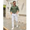 imageCOOFANDY Mens Casual Button Down Shirt Long Sleeve Untucked Shirt Wrinkle Free Denim Dress ShirtArmy Green