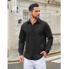 imageCOOFANDY Mens Casual Button Down Shirt Long Sleeve Untucked Shirt Wrinkle Free Denim Dress ShirtBlack