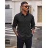 imageCOOFANDY Mens Casual Button Down Shirt Long Sleeve Untucked Shirt Wrinkle Free Denim Dress ShirtBlack