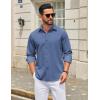 imageCOOFANDY Mens Casual Button Down Shirt Long Sleeve Untucked Shirt Wrinkle Free Denim Dress ShirtBlue