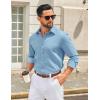 imageCOOFANDY Mens Casual Button Down Shirt Long Sleeve Untucked Shirt Wrinkle Free Denim Dress ShirtClear Blue