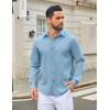 imageCOOFANDY Mens Casual Button Down Shirt Long Sleeve Untucked Shirt Wrinkle Free Denim Dress ShirtClear Blue