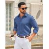 imageCOOFANDY Mens Casual Button Down Shirt Long Sleeve Untucked Shirt Wrinkle Free Denim Dress ShirtDenim Blue