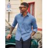 imageCOOFANDY Mens Casual Button Down Shirt Long Sleeve Untucked Shirt Wrinkle Free Denim Dress ShirtLight Blue