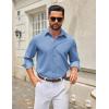 imageCOOFANDY Mens Casual Button Down Shirt Long Sleeve Untucked Shirt Wrinkle Free Denim Dress ShirtLight Blue