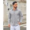 imageCOOFANDY Mens Casual Button Down Shirt Long Sleeve Untucked Shirt Wrinkle Free Denim Dress ShirtLight Grey
