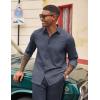 imageCOOFANDY Mens Casual Button Down Shirt Long Sleeve Untucked Shirt Wrinkle Free Denim Dress ShirtNavy Blue