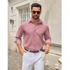 imageCOOFANDY Mens Casual Button Down Shirt Long Sleeve Untucked Shirt Wrinkle Free Denim Dress ShirtPurple Red