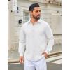imageCOOFANDY Mens Casual Button Down Shirt Long Sleeve Untucked Shirt Wrinkle Free Denim Dress ShirtWhite