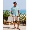 imageCOOFANDY Mens Casual Button Down Shirts Short Sleeve Textured Summer Beach Shirt with PocketBaby Blue