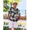 imageCOOFANDY Mens Casual Button Down Shirts Short Sleeve Textured Summer Beach Shirt with PocketBlackwhite Floral