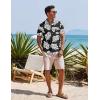 imageCOOFANDY Mens Casual Button Down Shirts Short Sleeve Textured Summer Beach Shirt with PocketBlackwhite Floral