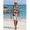 imageCOOFANDY Mens Casual Button Down Shirts Short Sleeve Textured Summer Beach Shirt with PocketBlackwhite Floral