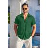 imageCOOFANDY Mens Casual Button Down Shirts Short Sleeve Textured Summer Beach Shirt with PocketDark Green