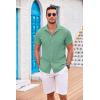 imageCOOFANDY Mens Casual Button Down Shirts Short Sleeve Textured Summer Beach Shirt with PocketGray Green