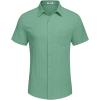 imageCOOFANDY Mens Casual Button Down Shirts Short Sleeve Textured Summer Beach Shirt with PocketGray Green