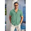 imageCOOFANDY Mens Casual Button Down Shirts Short Sleeve Textured Summer Beach Shirt with PocketGray Green