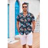 imageCOOFANDY Mens Casual Button Down Shirts Short Sleeve Textured Summer Beach Shirt with PocketNavyred Floral