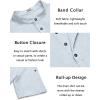 imageCOOFANDY Mens Casual Henley Shirt Short Sleeve Band Collar Linen Shirt Summer Beach Hippie TShirtsFlecking Light Blue