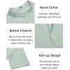 imageCOOFANDY Mens Casual Henley Shirt Short Sleeve Band Collar Linen Shirt Summer Beach Hippie TShirtsGreen