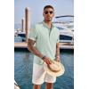 imageCOOFANDY Mens Casual Henley Shirt Short Sleeve Band Collar Linen Shirt Summer Beach Hippie TShirtsGreen