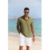 imageCOOFANDY Mens Casual Henley Shirt Short Sleeve Band Collar Shirt Summer Beach Hippie Vacation T Shirt with ButtonArmy Green