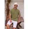 imageCOOFANDY Mens Casual Henley Shirt Short Sleeve Band Collar Shirt Summer Beach Hippie Vacation T Shirt with ButtonArmy Green