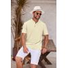 imageCOOFANDY Mens Casual Henley Shirt Short Sleeve Band Collar Shirt Summer Beach Hippie Vacation T Shirt with ButtonBeige