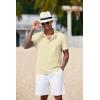 imageCOOFANDY Mens Casual Henley Shirt Short Sleeve Band Collar Shirt Summer Beach Hippie Vacation T Shirt with ButtonBeige
