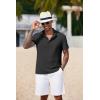 imageCOOFANDY Mens Casual Henley Shirt Short Sleeve Band Collar Shirt Summer Beach Hippie Vacation T Shirt with ButtonBlack