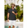 imageCOOFANDY Mens Casual Henley Shirt Short Sleeve Band Collar Shirt Summer Beach Hippie Vacation T Shirt with ButtonBlack