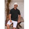 imageCOOFANDY Mens Casual Henley Shirt Short Sleeve Band Collar Shirt Summer Beach Hippie Vacation T Shirt with ButtonBlack