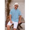imageCOOFANDY Mens Casual Henley Shirt Short Sleeve Band Collar Shirt Summer Beach Hippie Vacation T Shirt with ButtonBlue