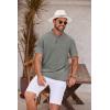 imageCOOFANDY Mens Casual Henley Shirt Short Sleeve Band Collar Shirt Summer Beach Hippie Vacation T Shirt with ButtonDark Grey